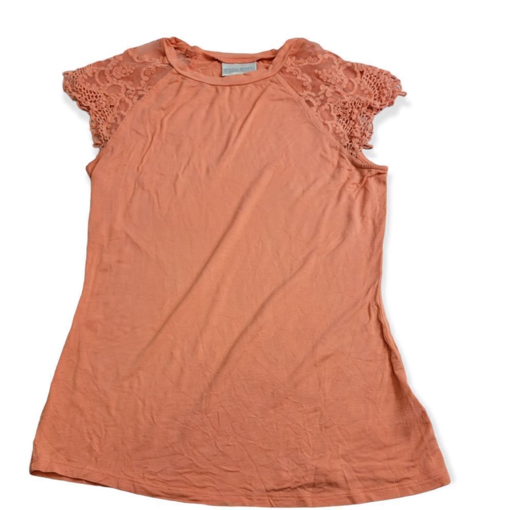 Bisou Bisou Michele Bohbot lace sleeve blouse S